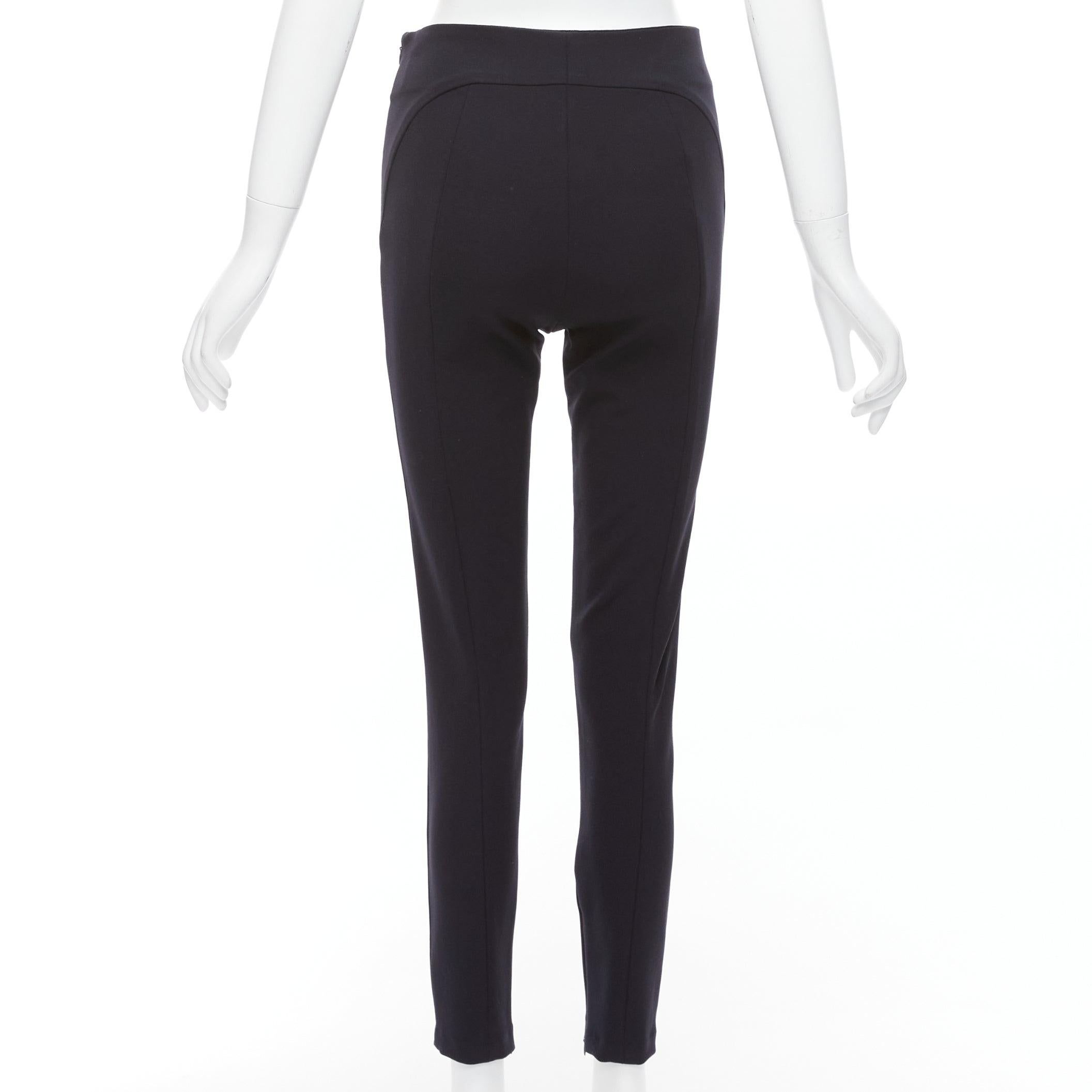 De las mujeres PRADA pantalón clásico minimalista de cintura alta con paneles azul marino IT40 S en venta