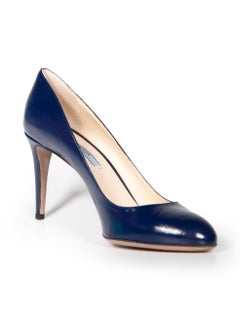 Prada Navy Patent Saffiano Leather Pumps Size IT 40.5