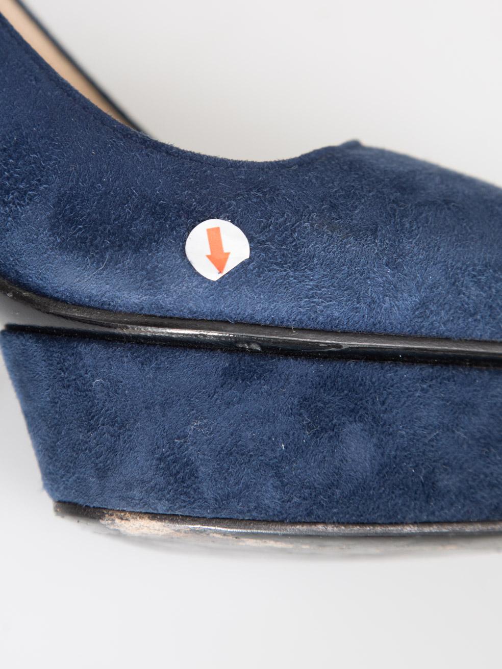 Prada - Escarpins en daim à bout pointu - Marine - Taille IT 37 en vente 5