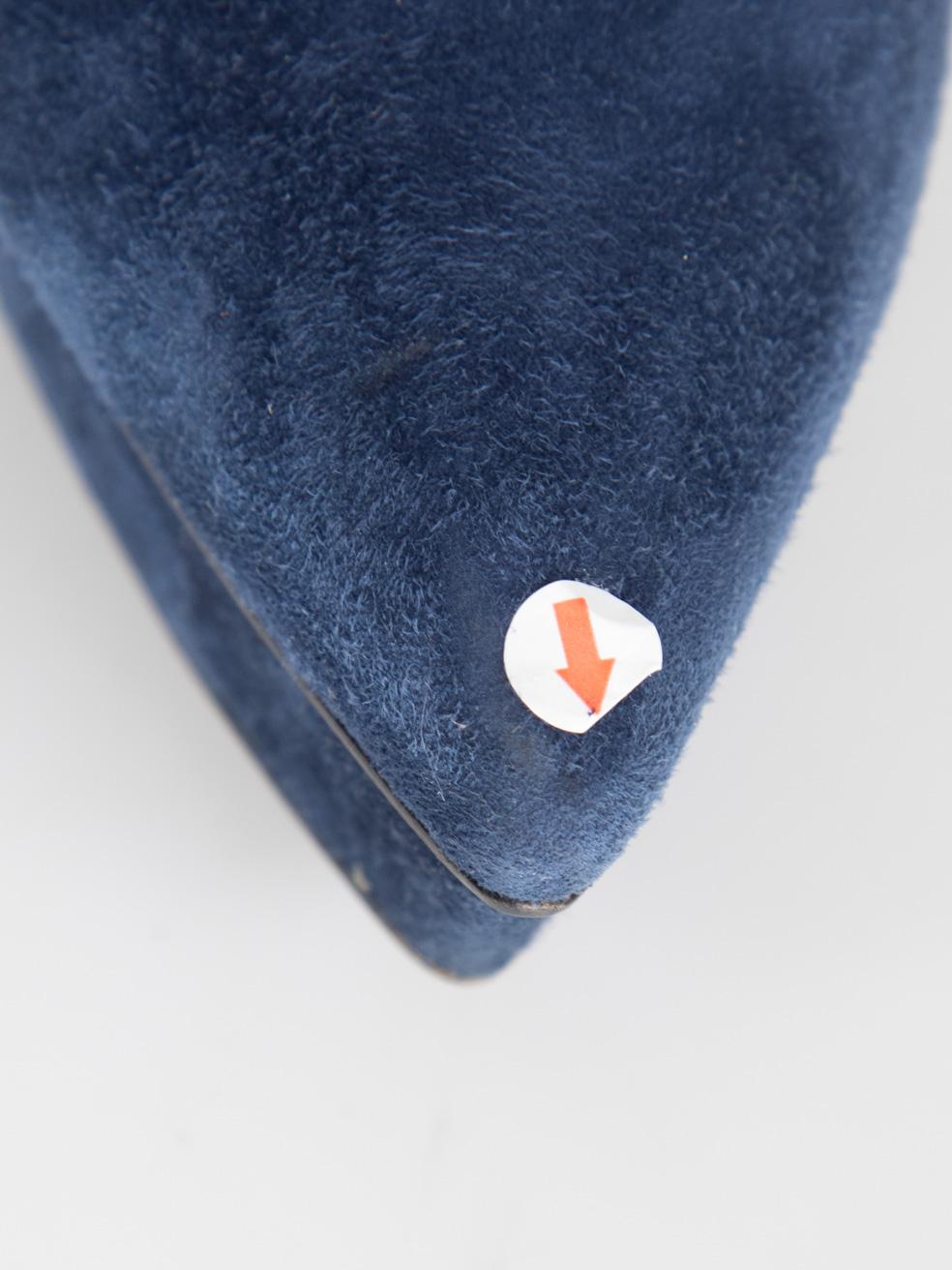 Prada - Escarpins en daim à bout pointu - Marine - Taille IT 37 en vente 1