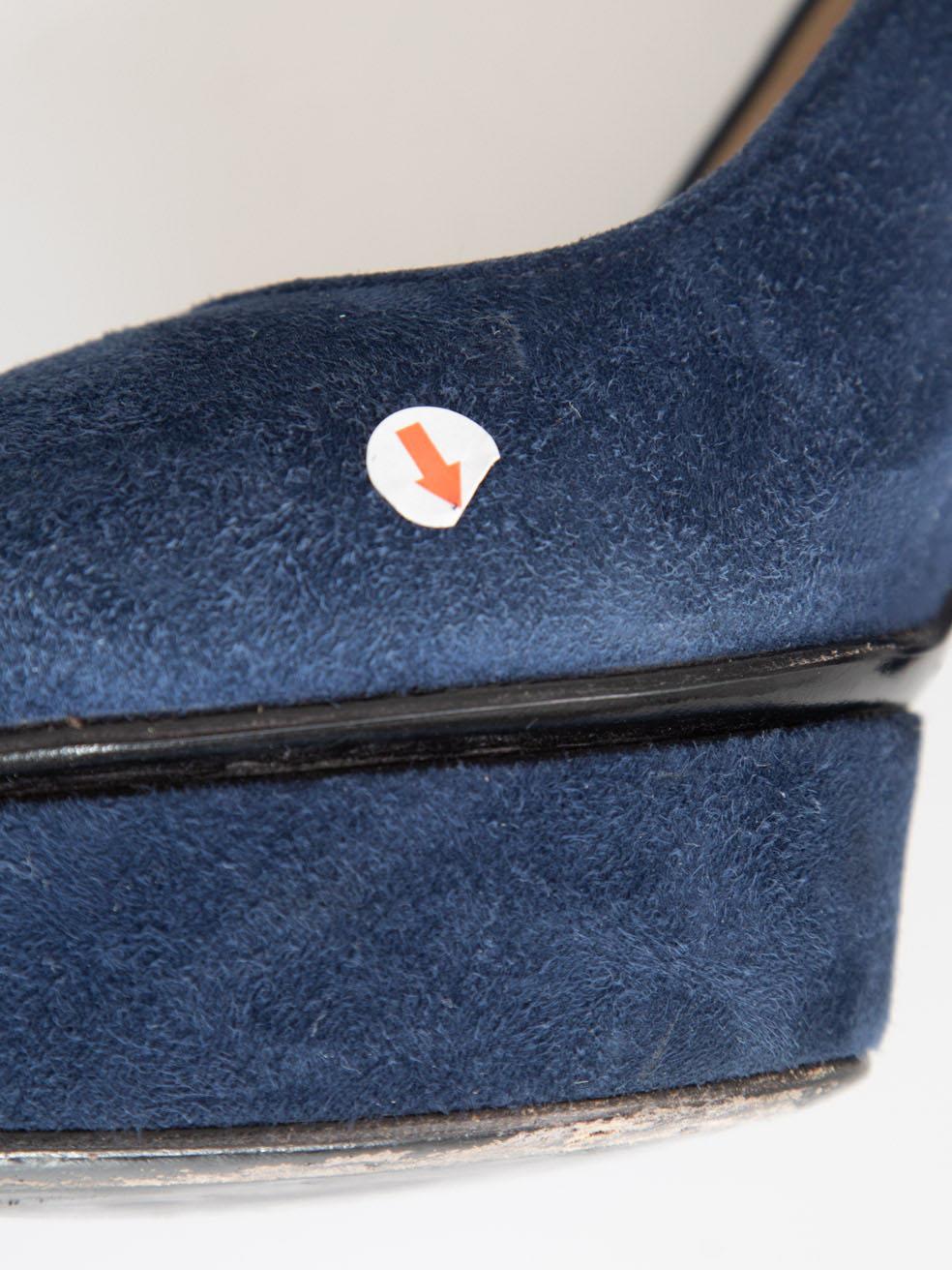 Prada - Escarpins en daim à bout pointu - Marine - Taille IT 37 en vente 4
