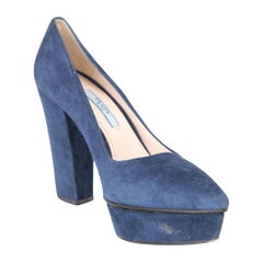 Prada - Escarpins en daim à bout pointu - Marine - Taille IT 37