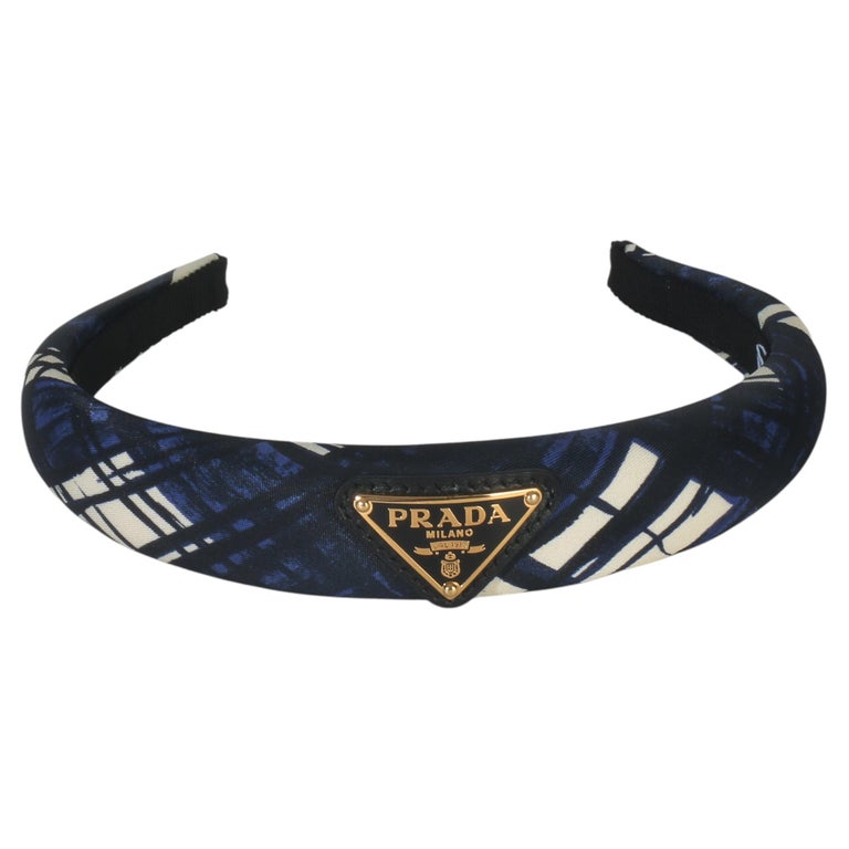 Prada Navy Headband with Subtle Logo Tag Balticlue Re-nylon Headband | PRADA - United States main image 3