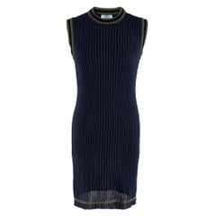 Prada Navy Ribbed Knit Stretch Sleeveless Dress IT 40	