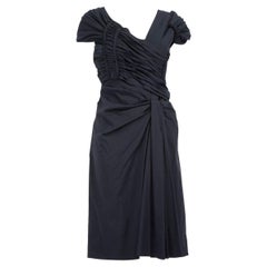 Used Prada Navy Ruched Detail Knee Length Dress Size M
