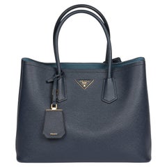 Prada Navy Saffiano Leather Large Double Tote