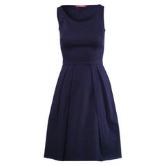 Prada Navy Sleeveless Pleated A-Line Dress -'10s