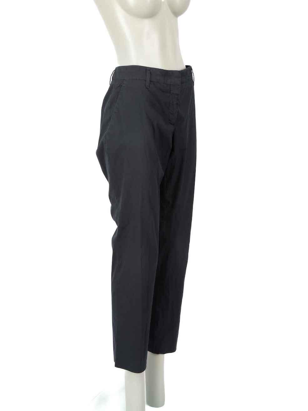 CONDITION is Very good. Minimal wear to trousers is evident. Minimal wear to the edges with light fading of the colour due to age on this used Prada designer resale item.
 
Details
Navy
Cotton
Trousers
Straight fit
2x Side pockets
2x Back