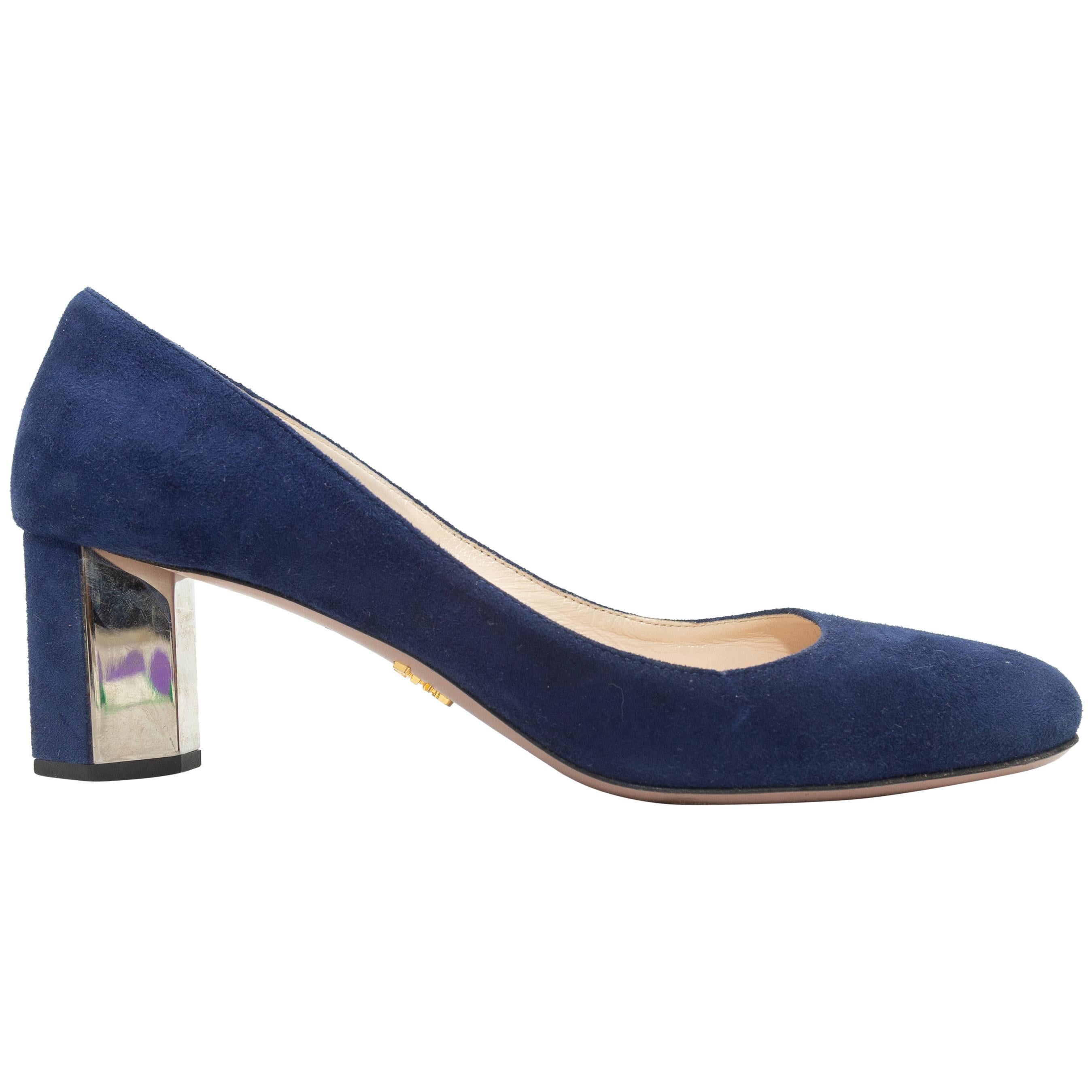 navy suede block heels