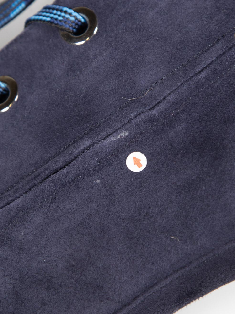 Prada Marineblaue Keilstiefel aus Wildleder mit Schnürung Größe IT 38 im Angebot 2