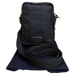 PRADA Tessuto Compact Travel Crossbody Bag Navy Unisex Men's