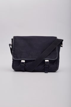 Prada Navy Tessuto Nylon Logo Flap Messenger Bag