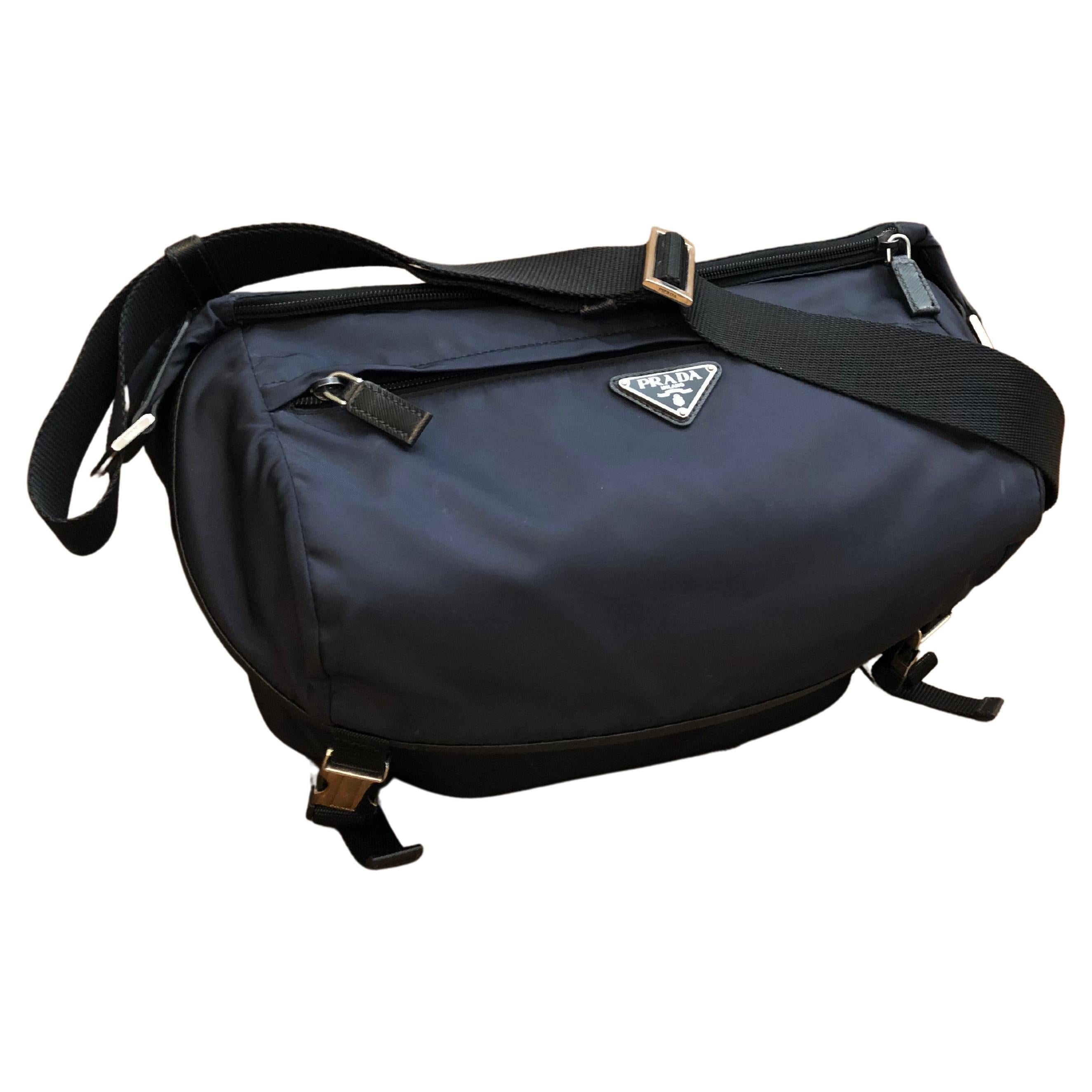 NEW Prada Black Jacquard Embossed Logo Leather Camera Crossbody Bag For  Sale at 1stDibs