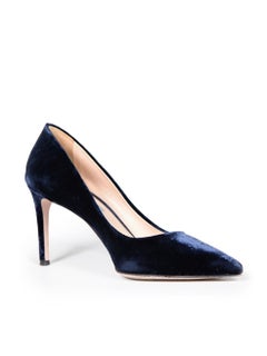 Prada Navy Velvet Pointed-Toe Pumps Size IT 41
