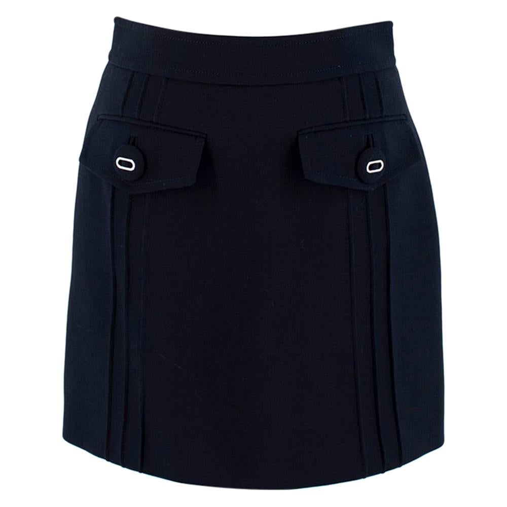Prada Navy Virgin Wool Mini Skirt - Size US 2