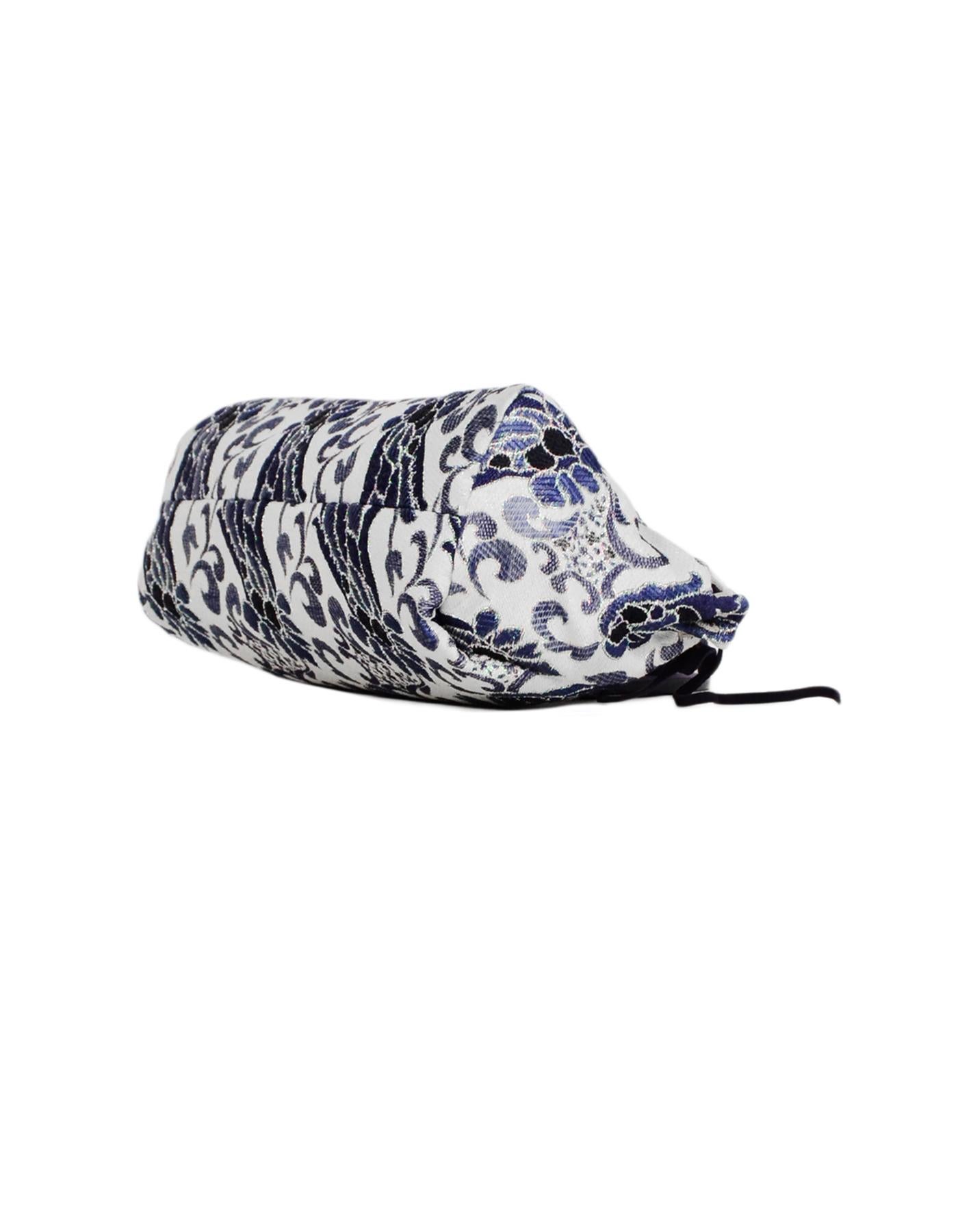 Women's Prada Navy/White Brocade Handbag w/ Lurex