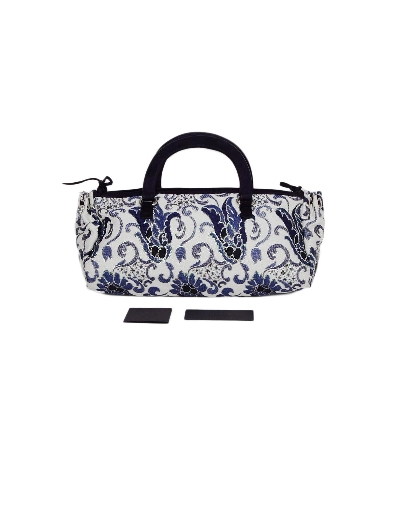 Prada Navy/White Brocade Handbag w/ Lurex 4