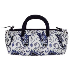 Prada Navy/White Brocade Handbag w/ Lurex