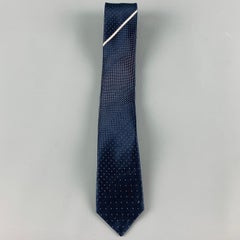 PRADA Navy White Dots Silk Satin Tie
