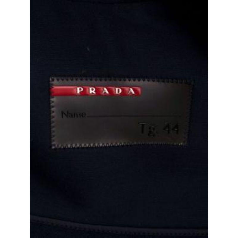 Prada Navy Wool Hooded Coat For Sale 5