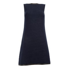 Prada Navy Wool Knee Length Scoop Neck Dress Size XS