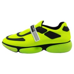 Prada Neon Green/Black Mesh Cloudbust Low Top Sneakers Size 40