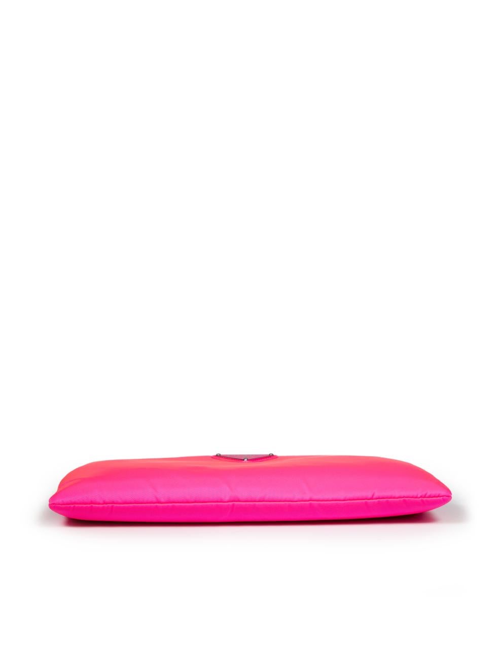 Women's Prada Neon Pink Padded Clutch with Chain For Sale