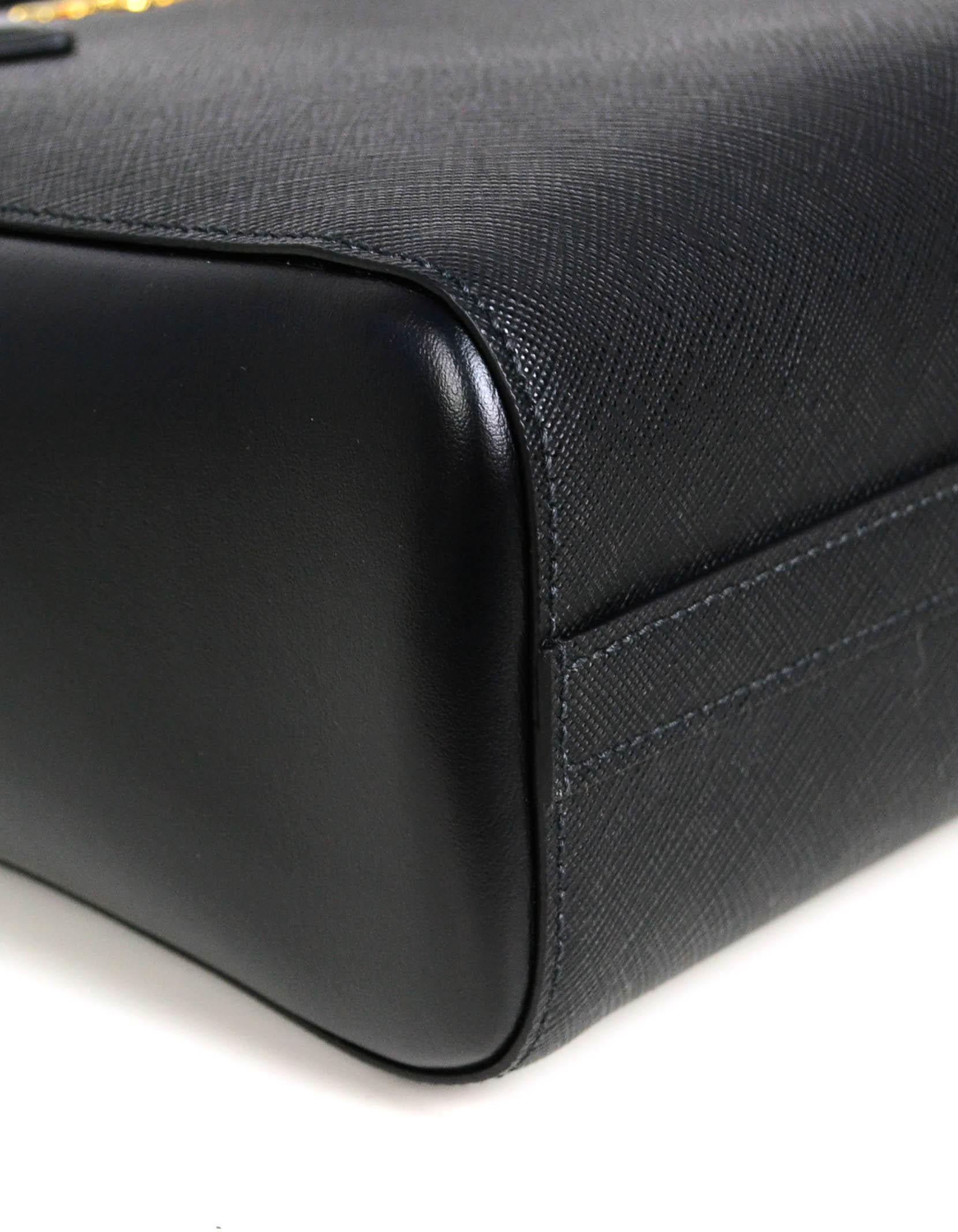Prada Nero Black Saffiano Small Top Handle Tote Crossbody Bag 1BA113 In Excellent Condition In New York, NY