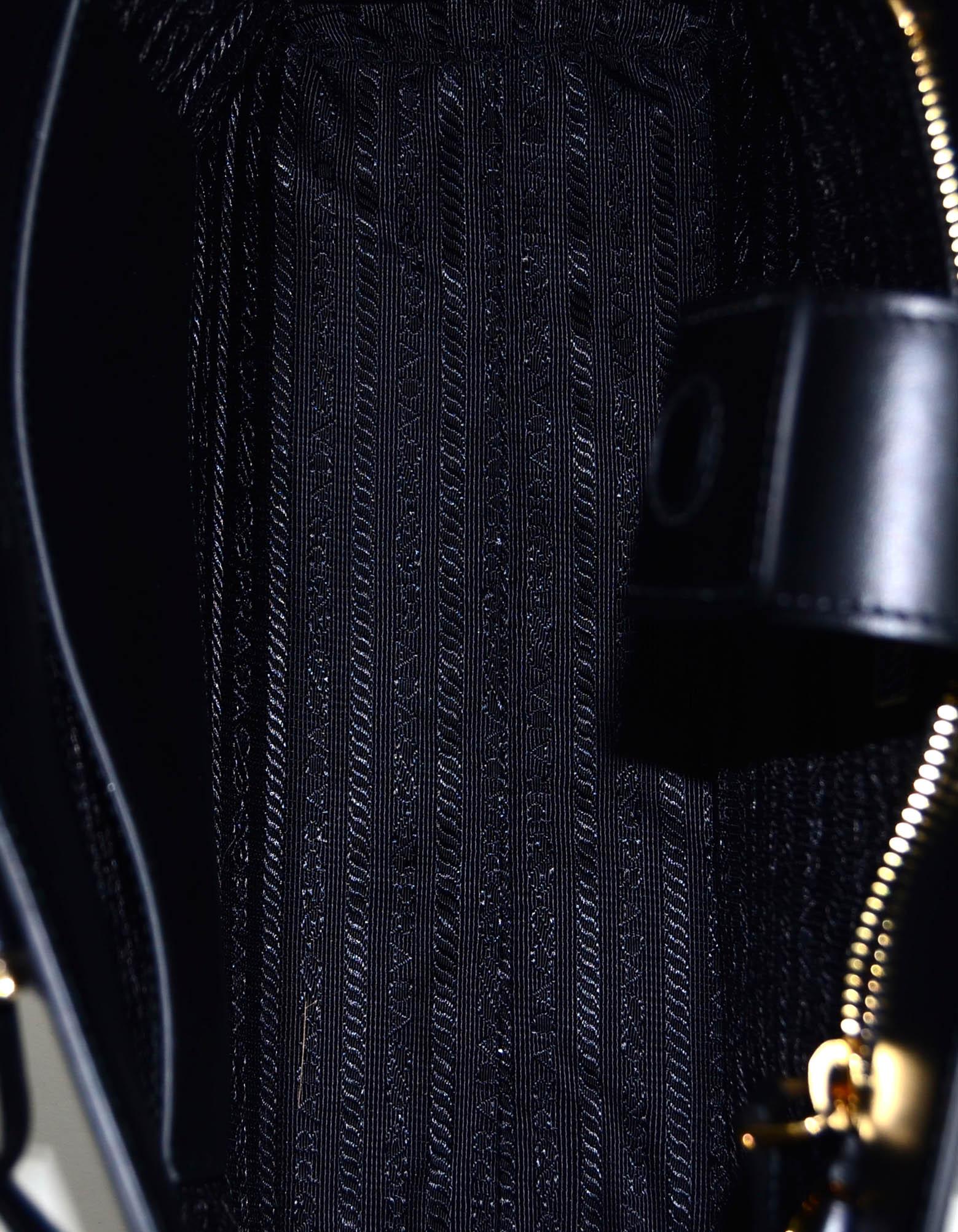 Women's Prada Nero Black Saffiano Small Top Handle Tote Crossbody Bag 1BA113
