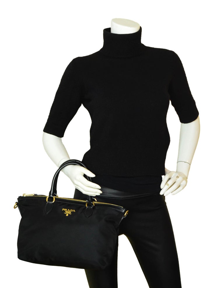 Prada Nero Black Tessuto Nylon 2 Way Tote Bag W Strap 1ba104 For Sale At 1stdibs