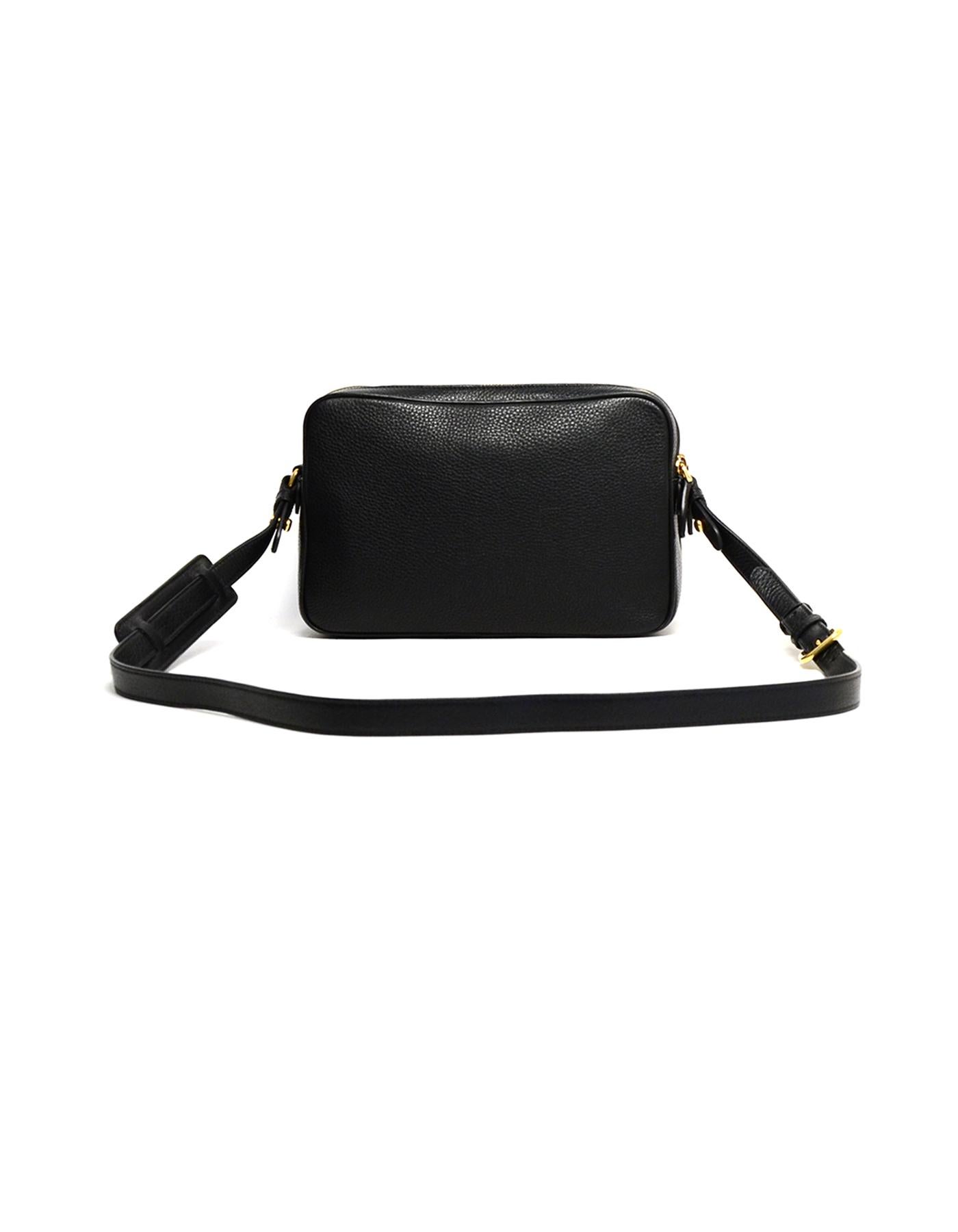 Prada Nero Black Vitello Phenix Double Zip Camera Crossbody Bag For ...