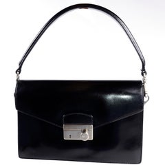 Prada Nero Mosto Vitello Sound Flap Cuir Top Handle / Shoulder Bag