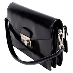 Prada Nero Mosto Vitello Sound Flap Cuir Top Handle / Shoulder Bag