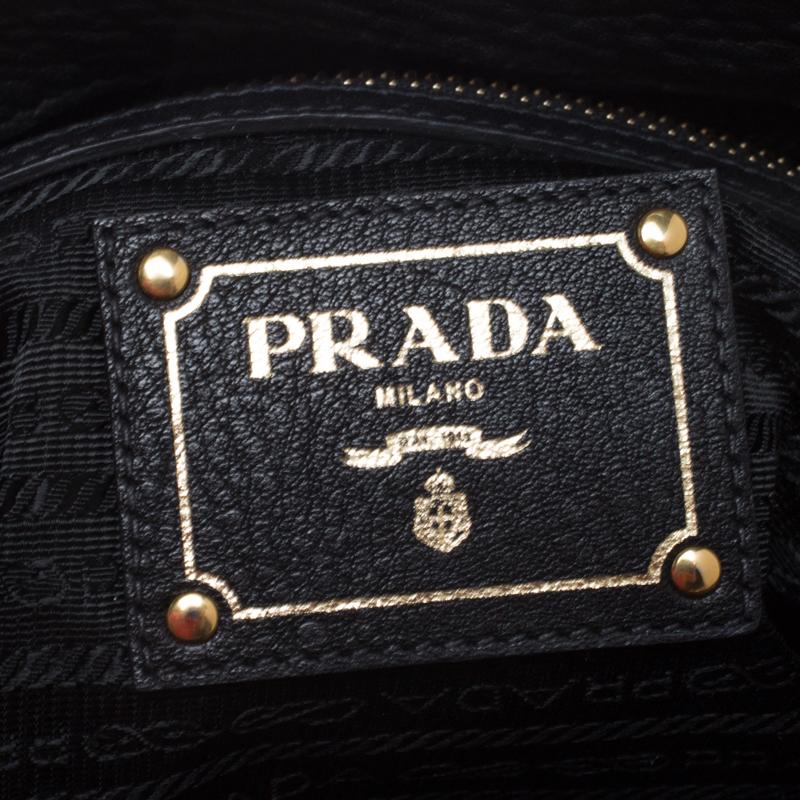 Prada Nero Vitello Daino Leather Convertible Satchel 1