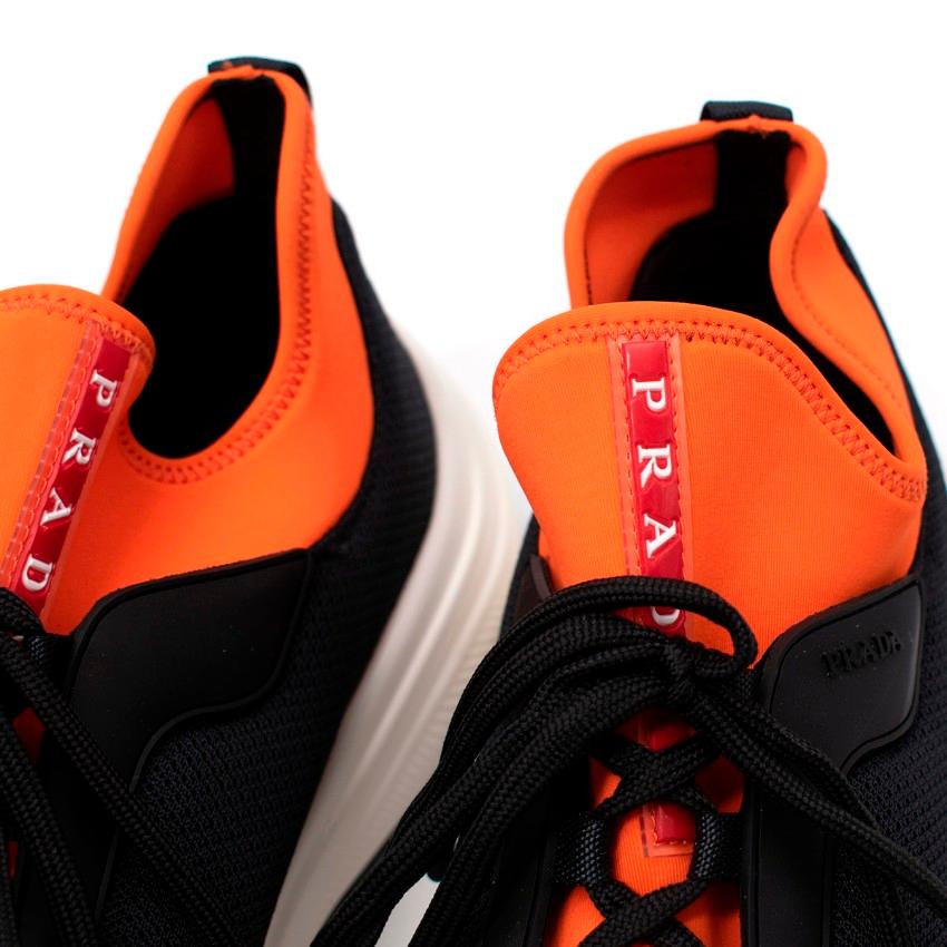 Men's Prada New America's Cup Black & Orange Mesh Trainers For Sale