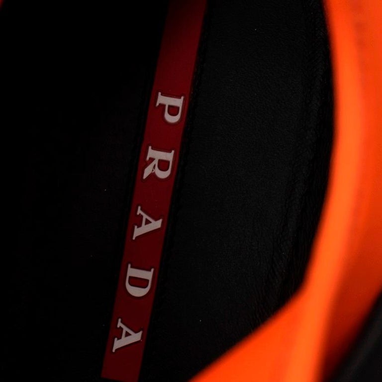 Prada New America's Cup Black & Orange Mesh Trainers For Sale 5