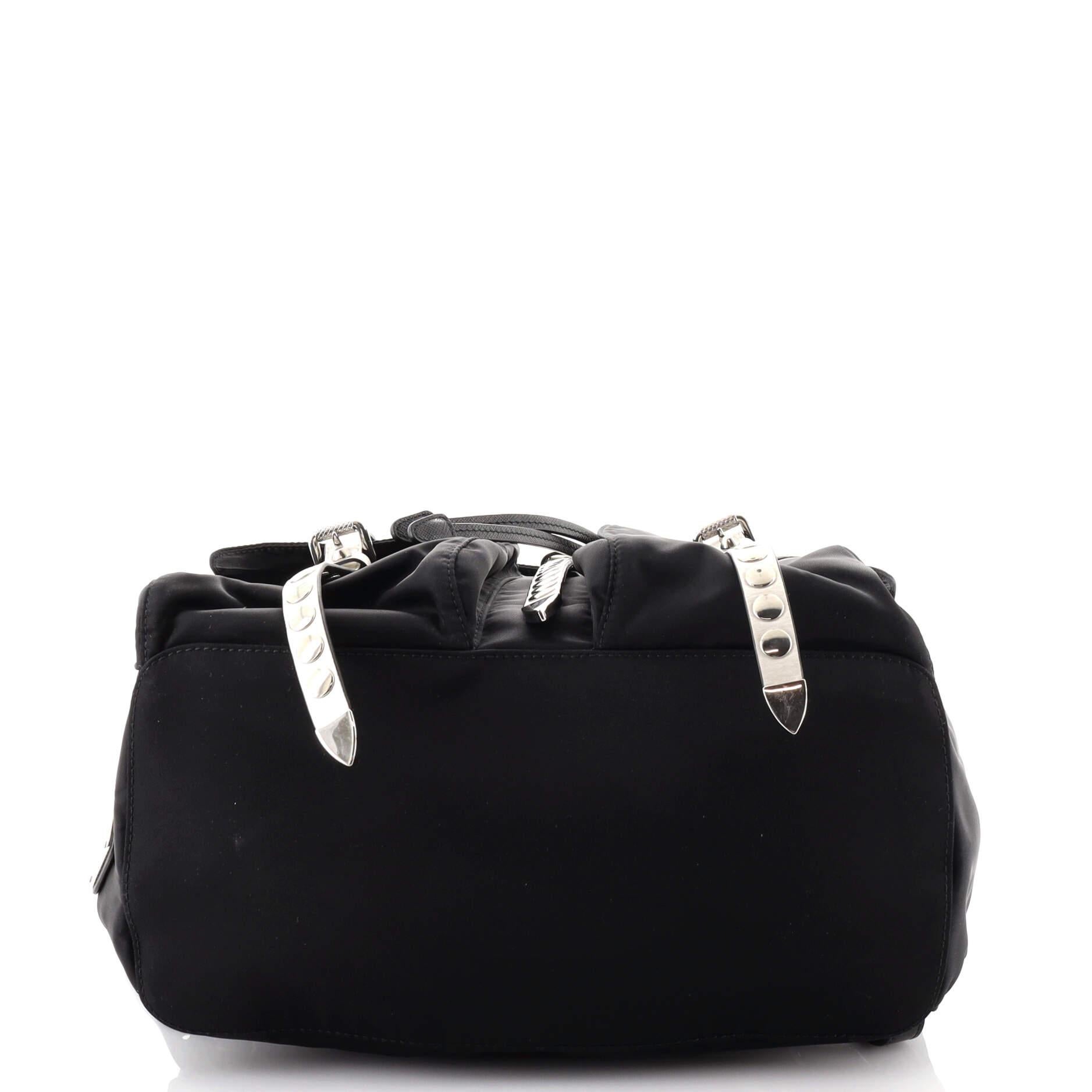 Prada New Vela Backpack Tessuto with Studded Leather In Good Condition In NY, NY