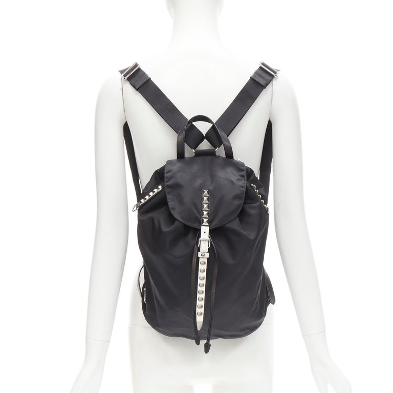 PRADA New Vela black Tessuto nylon punk studded flap  display picture 2