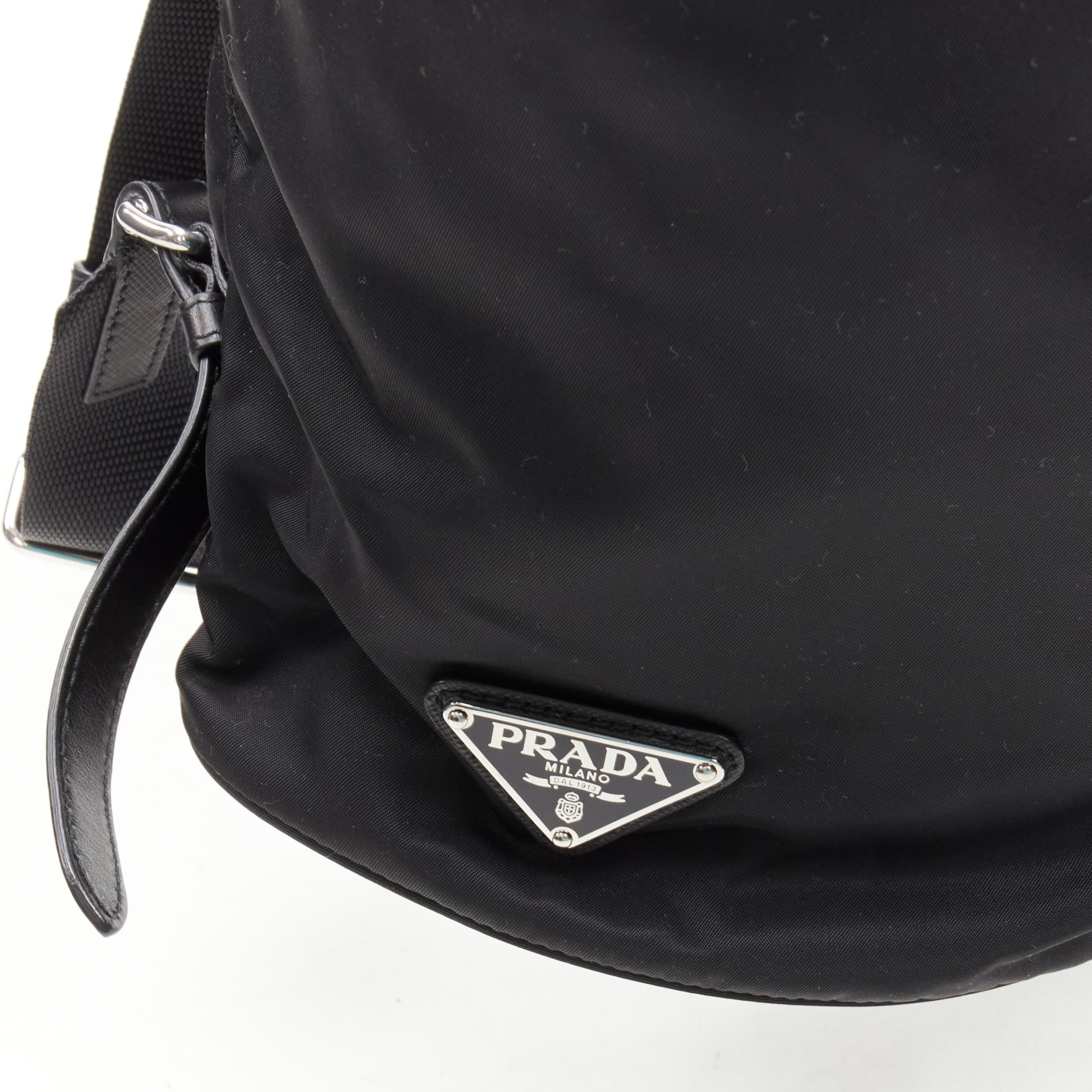 PRADA New Vela black Tessuto nylon punk studded flap backpack bag 1