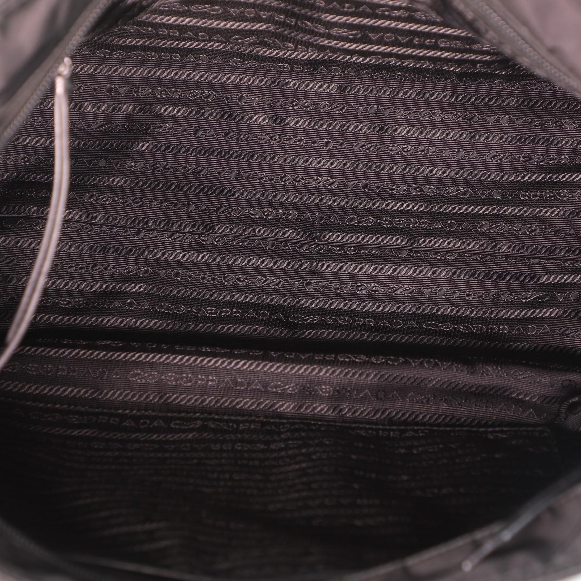 Black Prada New Vela Convertible Tote Tessuto with Studded Leather Medium