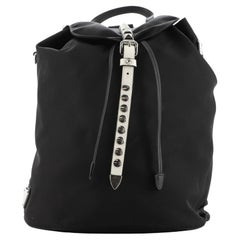 Prada New Vela Drawstring Backpack Tessuto with Studded Detail