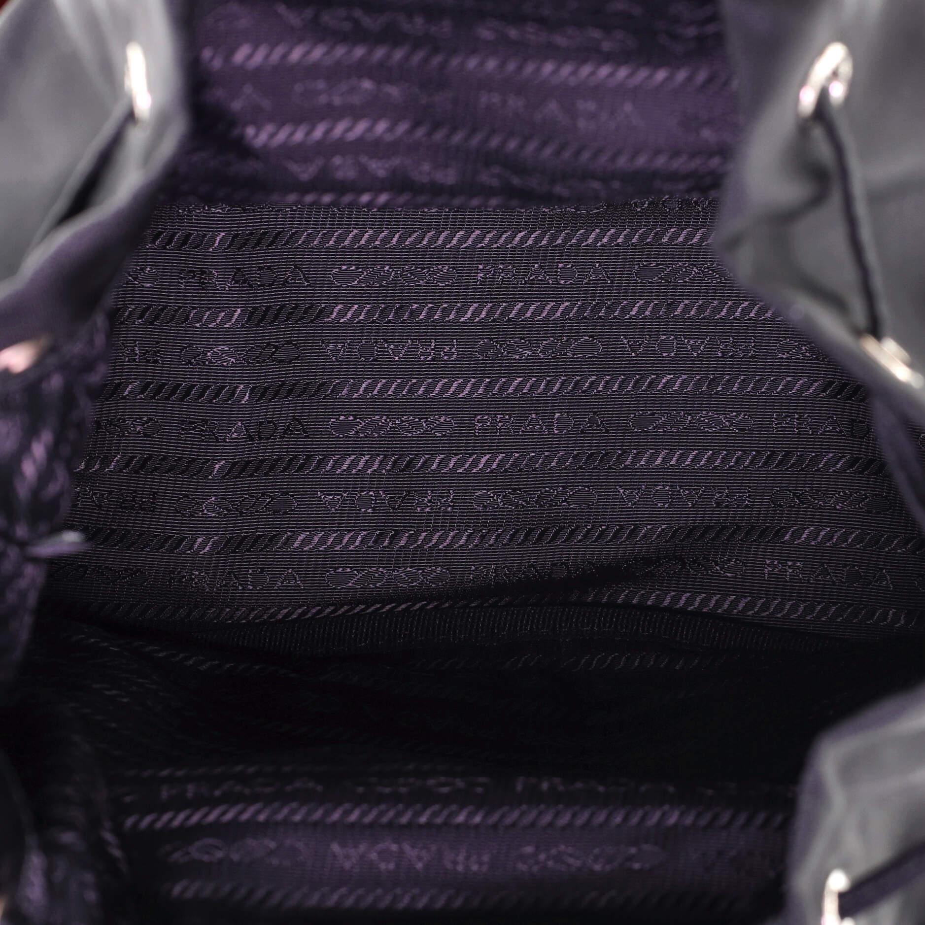 Black Prada New Vela Multi Pocket Bucket Bag Tessuto with Studded Leather