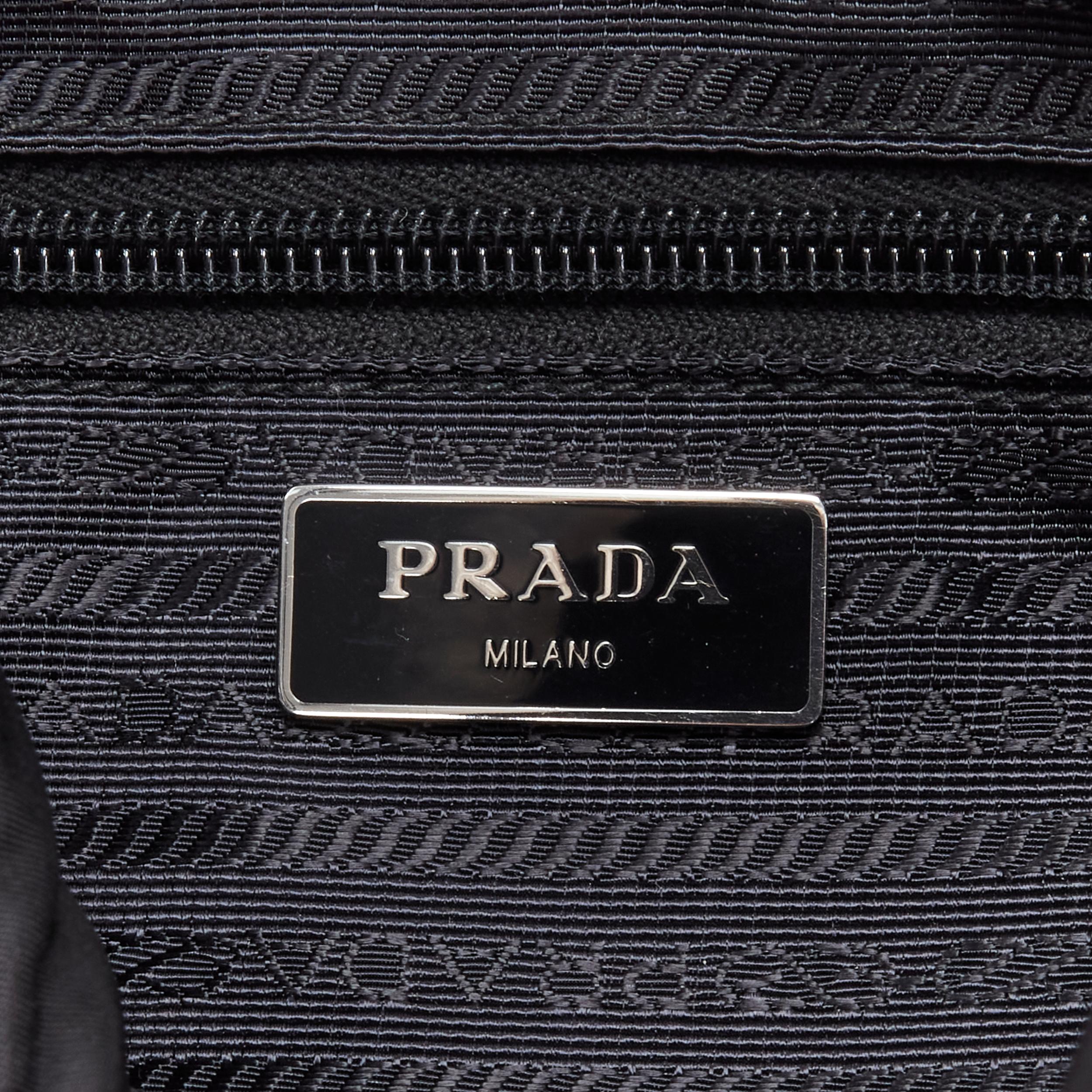 PRADA New Vela punk studded leather strap black nylon crossbody bag 3
