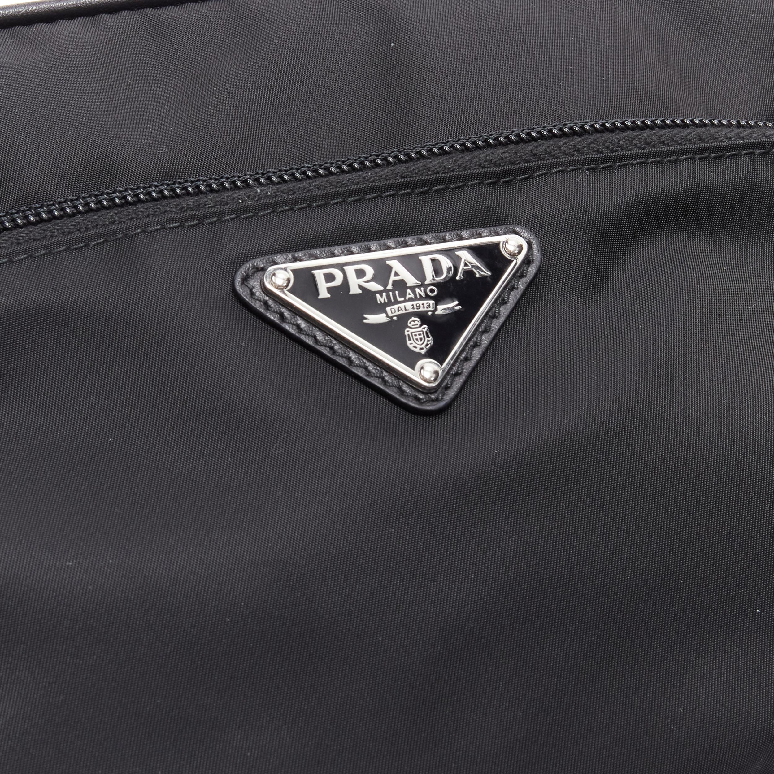 PRADA New Vela punk studded leather strap black nylon crossbody bag In Excellent Condition In Hong Kong, NT
