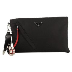 Prada New Vela Zip Pouch Tessuto with Studded Detail Large