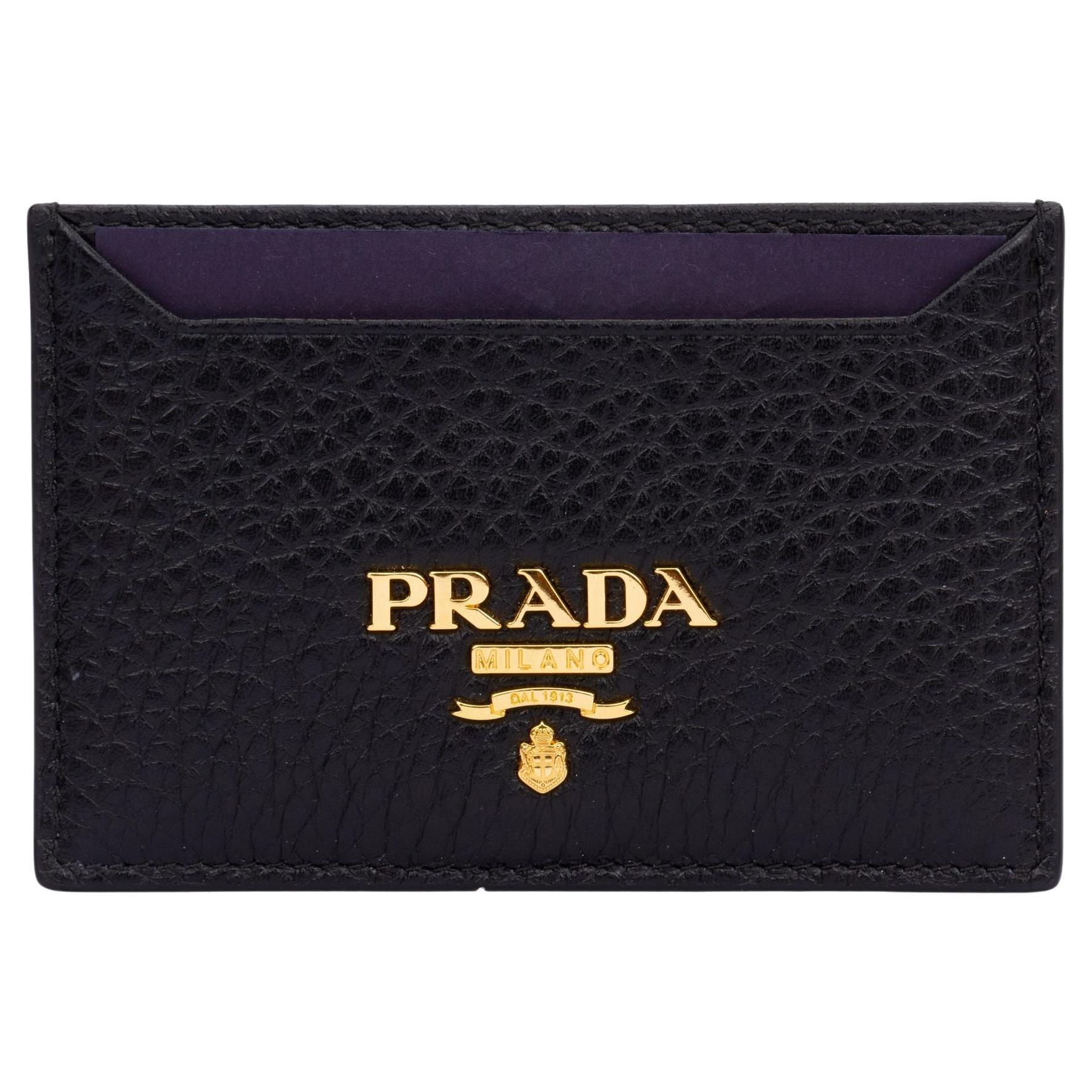 Prada NIB Credit Card Holder Black For Sale