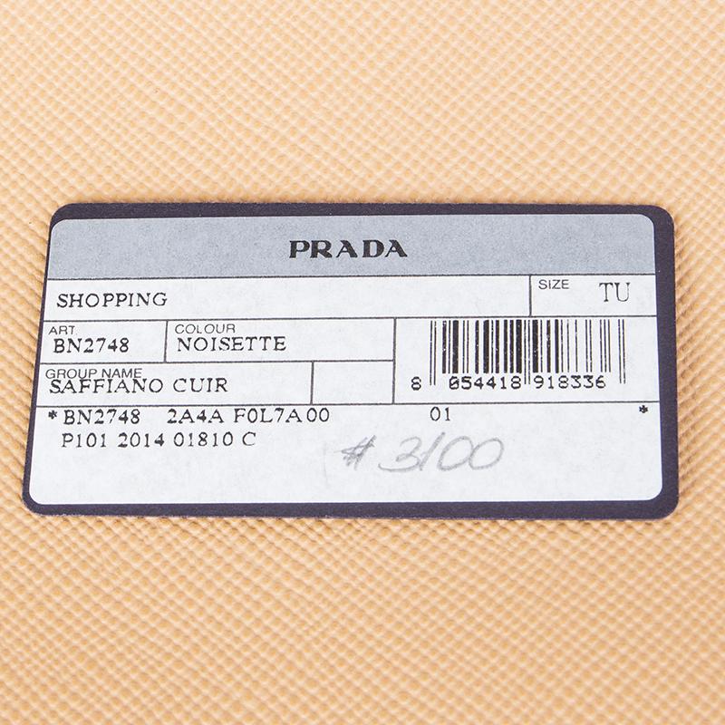 PRADA Noisette beige Saffiano leather TWIN Tote Bag 1