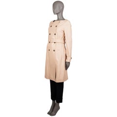 PRADA nackte beige DOUBLE BREASTED COLLARLESS Mantel 42 M