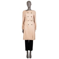 PRADA nude beige DOUBLE BREASTED COLLARLESS Coat Jacket 42 M