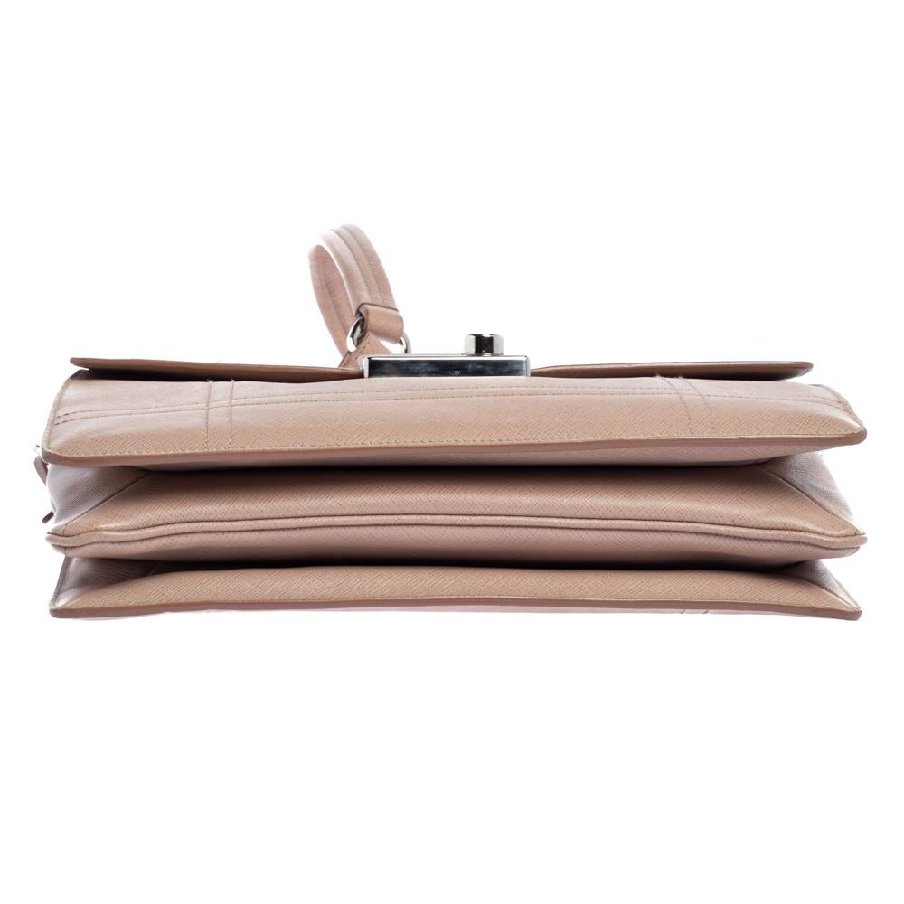 Prada Nude Beige Safiano Lux Leather Sound Shoulder Bag 1